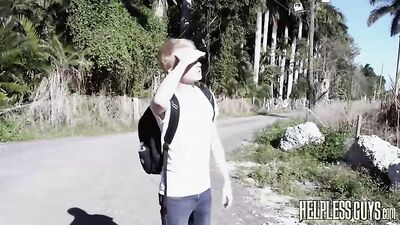 Helpless Guy: Public Outdoor Fetish Oral Action with Big Cocks!