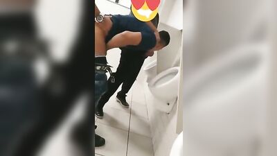 Mexican Public Threeway: Cum Shots and Oral Delights in the Restroom!