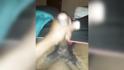 Young BBC jerks off on black solo fun =====================================