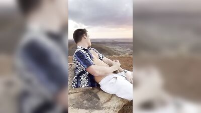 Jack off with a hunky stranger in public!