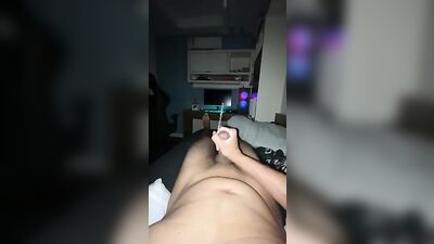 Huge cumshot in the middle of the night - amateur boys porn