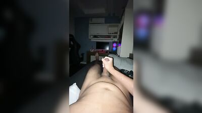 Huge cumshot in the middle of the night - amateur boys porn