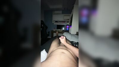 Huge cumshot in the middle of the night - amateur boys porn