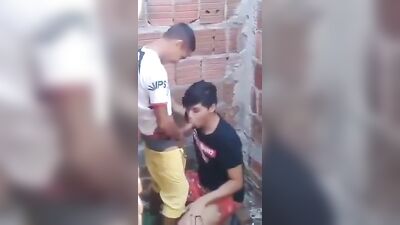 Latino Boys Oral Delight in Public Garden!