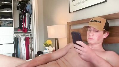 Cumming Red: Ginger Jacks Off on Big Cock Muscle Boy Bed