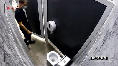 Toilet Stall Slasher! Hot Horny Boy Jerking and Cumming in Public!