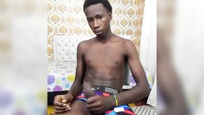 African guy having fun: Black Cum Shots Handjob