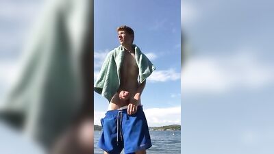 Cumming on the Lake - Twink Porn Jacks Big Cocks