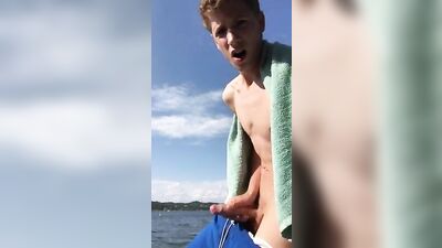 Cumming on the Lake - Twink Porn Jacks Big Cocks