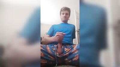 Jerking Off In Pajamas Cum Shot