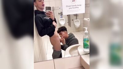 Twin Twinks Take Over Public Toilets in Webcam Boys Blowjob Porn!