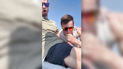 Bearded Twink Cumshots on Public Beach! Boys Porn!