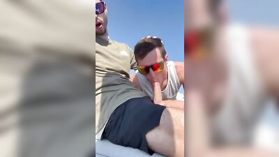 Bearded Twink Cumshots on Public Beach! Boys Porn!