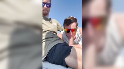 Bearded Twink Cumshots on Public Beach! Boys Porn!