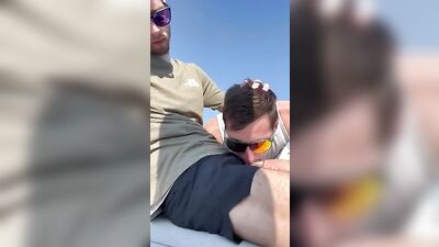 Bearded Twink Cumshots on Public Beach! Boys Porn!