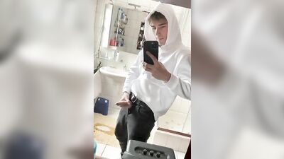 Cumming in the Bathroom with Cute Blonde Boys Selfie Cam!