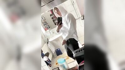 Cumming in the Bathroom with Cute Blonde Boys Selfie Cam!