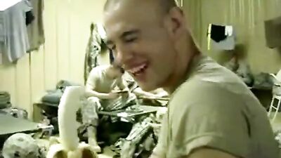 Gay Army Muscle Webcam Fetish: Banana Solo Show