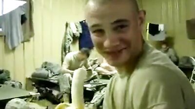 Gay Army Muscle Webcam Fetish: Banana Solo Show