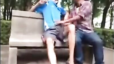 Outdoor Exposure - Twink Jerks on the Bench!