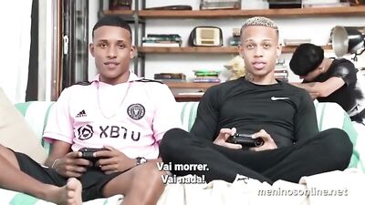 Latino Twink Bareback Threesome: Game of Cocks and Asses