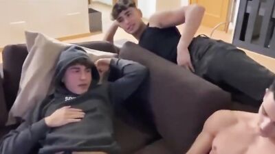 Gangbang Latino with Blond Boys and Mega Cum