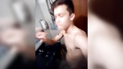 Snarling Lads Cum Shots: Amateur Porn Short Film with Web-Cam Handjob