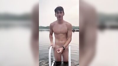 Cumming on the Lake with Cute Fit Big Cock - Amateur Muscle Boys Solo Straight Videos!