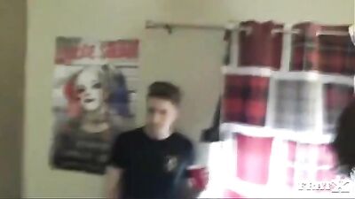 Kittys Thirsty Cock Sucking Spree with his Frat Roommates