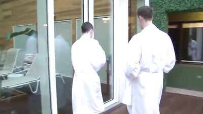 Fucking After Wellness: Cute Big Uncut Cocks Butt Fucking!