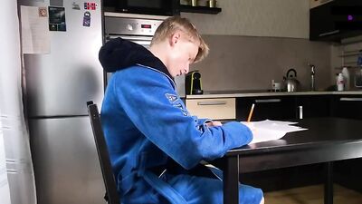 Blonde Cutie Gets Surprised Blowjobs While Studying - Big Cock Amateur Oral Porn