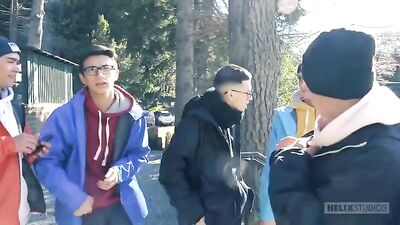 Latin Twinks Porn Orgy Sex Show - Group Handjob Bareback Action