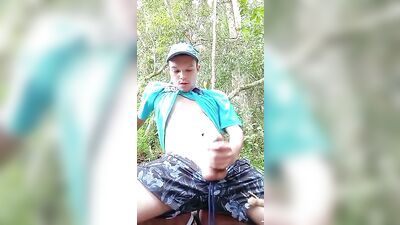 Cumming Outdoors with Uncut Twink Boys!