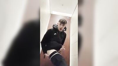 British Schoolboy Twink Exposes Himself in the Bathroom!