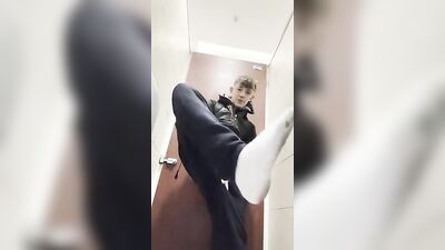 British Schoolboy Twink Exposes Himself in the Bathroom!
