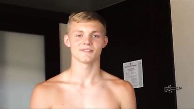 Ultra Cute Blonde Jacks Off on Interview! - Muscle Boys, Straight Boys & Big Cocks