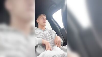 Blond Twink Cums in Public Handjob