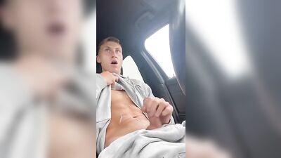 Blond Twink Cums in Public Handjob