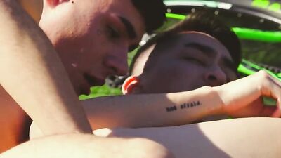 Twink Barebackers in the Summer Sun! - Action Cum Shots
