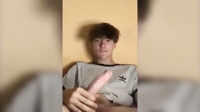 Young Cutie Shares His Huge Cock on Cam - Gay Porn Video!