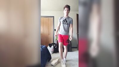 Mr. Red Shorts Strip - The Hottest Amateur Solo Web-Cam Boys Porn!