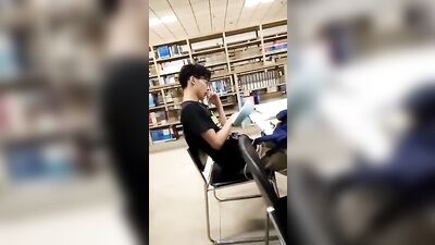 Big dick in library public boys: An amateur voyeur fetish porn video!