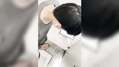 Chinese Boy Explodes in Toilet Stall - Cum Shots & Public Outings