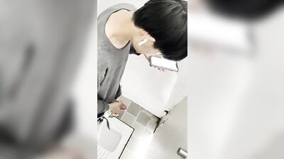 Chinese Boy Explodes in Toilet Stall - Cum Shots & Public Outings