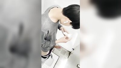 Chinese Boy Explodes in Toilet Stall - Cum Shots & Public Outings