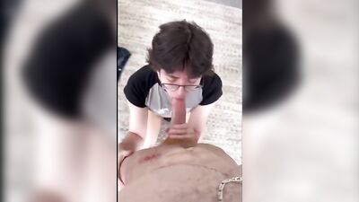 Cum for Cute Boy with Glasses - Huge Cock Oral!