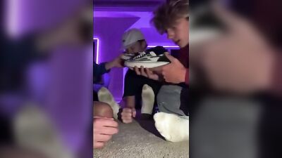 Hot guy friends enjoying each others feet