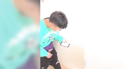Chinese Boy Exposed in Public Toilet: Outdoor Ejaculation!