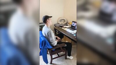 Gay Porn: Dad Catches Me Jerking Off During Online Lessons!