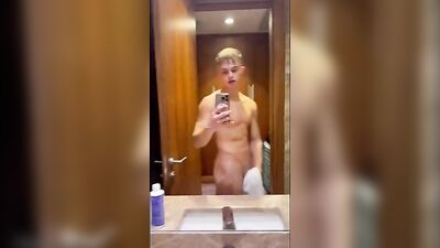 Gay Porn: Blond Admires Hot Body Twink in the Mirror!